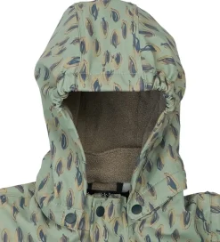 Regndragt m. Fleece - PU - Iceberg Green m. Print|Mikk-Line Best