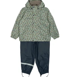 Regntøj m. Fleece - PU - Iceberg Green|Mikk-Line New