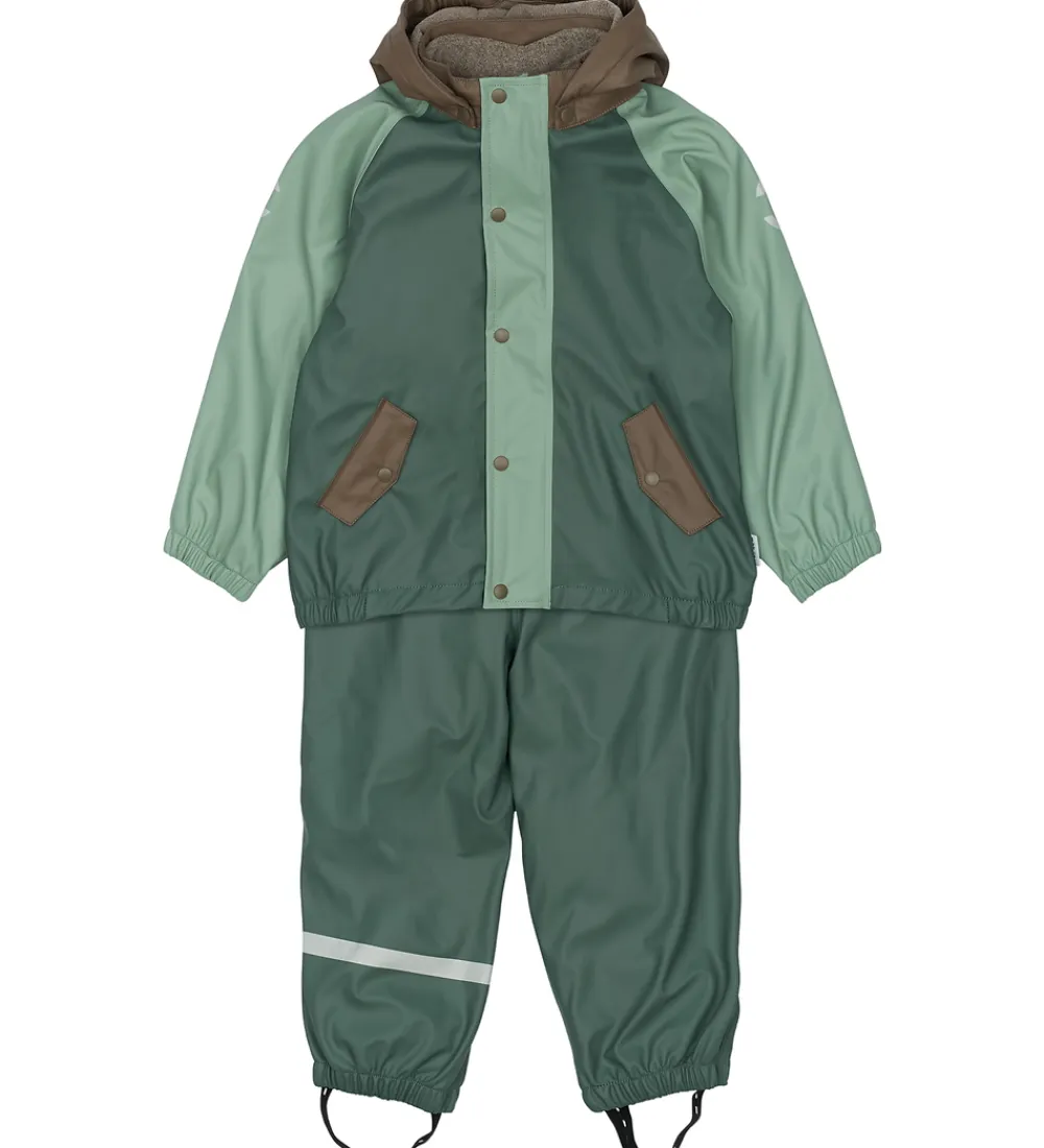 Regntøj m. Fleece/Seler - PU - 3i1 - Balsam Green|Mikk-Line Best