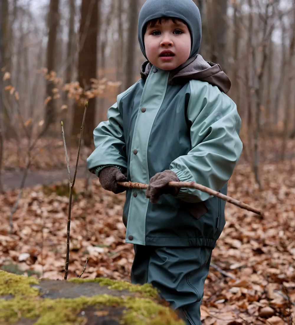 Regntøj m. Fleece/Seler - PU - 3i1 - Balsam Green|Mikk-Line Best