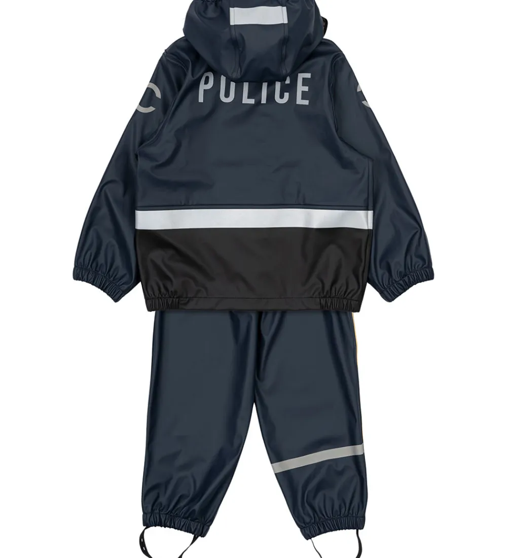 Regntøj m. Seler - PU - Blue Nights m. Politi|Mikk-Line Hot