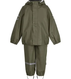 Regntøj m. Seler - PU - Recycled - Dusty Olive|Mikk-Line Clearance