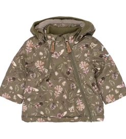 Vinterjakke - Recycled - Burnt Olive m. Print|Mikk-Line Online
