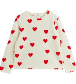 Bluse - Velour - Hearts - Hvid|Mini Rodini
