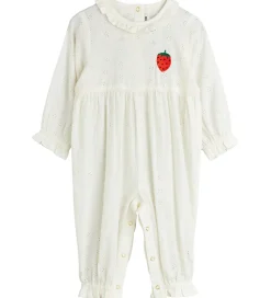 Heldragt - Strawberry Schiffli - Hvid|Mini Rodini New