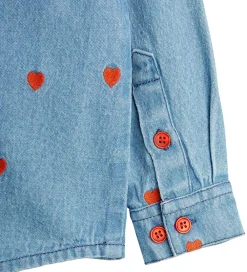 Skjorte - Denim - Blå m. Hjerter|Mini Rodini Sale