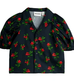 Skjortebluse - Sort m. Tyttebær|Mini Rodini Sale