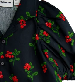 Skjortebluse - Sort m. Tyttebær|Mini Rodini Sale