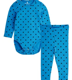 Sæt - Leggings/Body l/æ - Polka Dots - Blå|Mini Rodini Discount