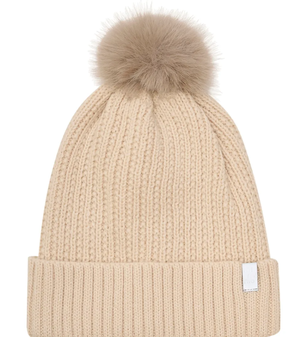 Hue m. Fleece - Uld/Akryl - Sandshell m. Kvast|Minymo Sale