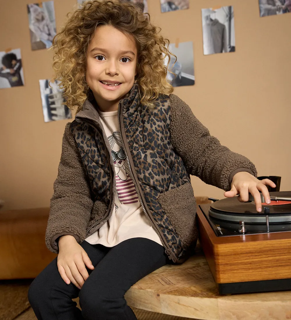 Jakke - Chocolate Chip m. Leopardprint|Minymo