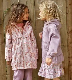 Regnjakke - PE - Peach Whip m. Blomster|Minymo Clearance