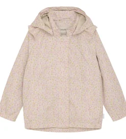 Regnjakke - PE - Peach Whip m. Blomster|Minymo New