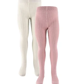 Strømpebukser - 2-Pak - Rib - Ash Rose|Minymo New