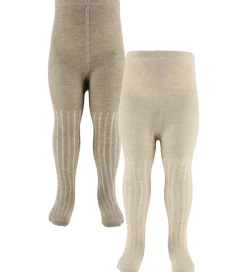 Strømpebukser - 2-pak - Rib - Noos - Silver Mink Melange|Minymo Hot