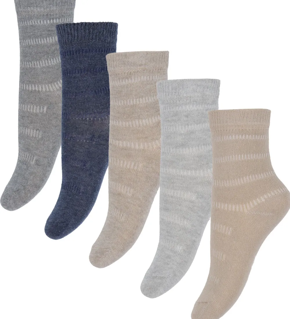 Strømper - 5-pak - Blue Nights m. Striber|Minymo Outlet