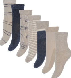 Strømper - 7-pak- Blue Nights/Beige m. Mønster|Minymo Best