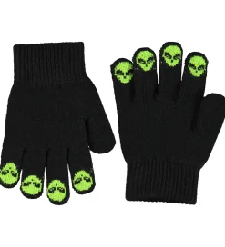 Handsker - Strik - Kaapo - Sort m. Aliens|Molo Sale