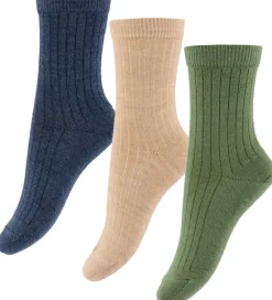 Strøer - Uld - Rib - 3-pak - Camel Melange|MP Sale