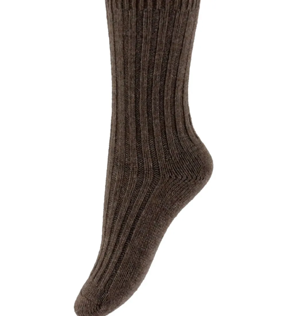 Strøer - Uld/Viskose - Rib - Strik - Bellie - Brunmeleret|MP Sale