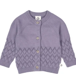Cardigan - Strik - Leaf - Lilac Fog m. Hulmønster|Müsli Online