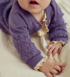 Cardigan - Strik - Leaf - Lilac Fog m. Hulmønster|Müsli Online