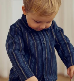 Skjorte - Stripe - Night Blue/Moss/Stormy Blue|Müsli Discount