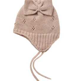 Babyhjelm - Uld - Strik - NbfWrilla - Shadow Gray/Bow|Name It Online