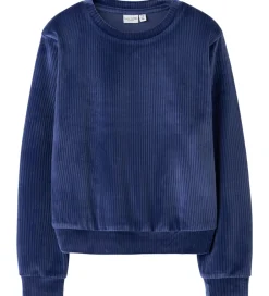 Bluse - Fløjlsvelour - NkfVeloa - Beacon Blue|Name It Clearance