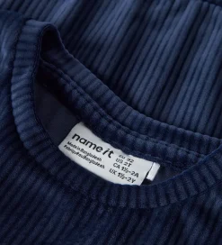 Bluse - Fløjlsvelour - Cropped - NmfVeloa - Navy Blazer|Name It New