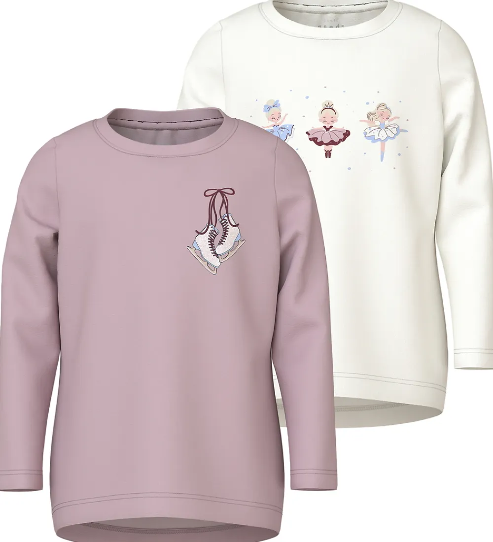 Bluse - 2-pak - NmfVix - Cloud Dancer/Keepsake Lilac Par|Name It Best