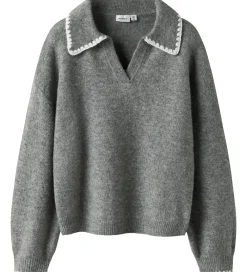 Bluse - Polo Strik - NkfRikasa - Grey Melange|Name It Clearance