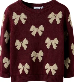 Bluse - Strik - NmfRekka - Burgundy m. Sløjfer|Name It Online