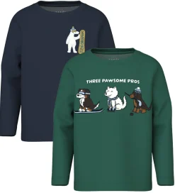 Bluser - 2-Pak - NmmVux - Bistro Green/Navy Blazer Snowb|Name It Sale