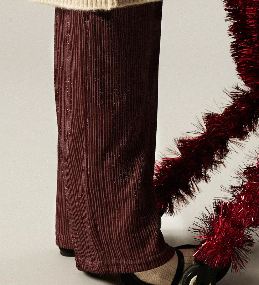 Bukser - NmfRisilk - Burgundy m. Glimmer|Name It Best