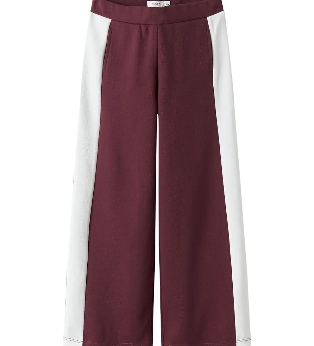 Bukser - Piqué - NkfRivea - Wide - Burgundy|Name It Outlet