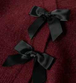 Cardigan - Strik - NkfRina - Burgundy/BLACK BOW|Name It New