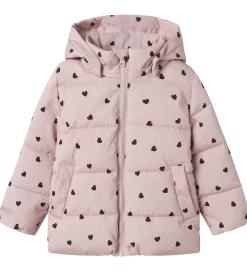 Dynejakke - NmfMonday - Violet Ice m. Hjerter|Name It Clearance