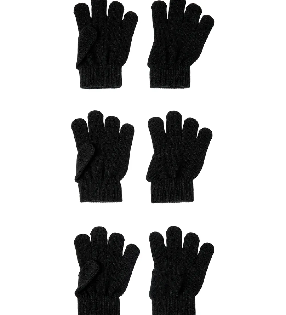 Handsker - Strik - 3-pak - NknMagic - Sort|Name It Discount