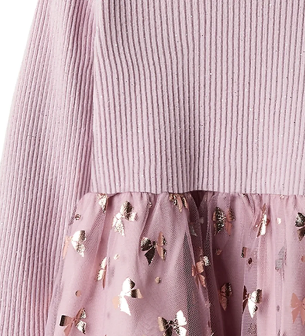 Kjole - Rib/Tyl - NmfRosally - Keepsake Lilac m. Print|Name It Outlet