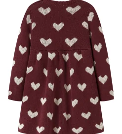 Kjole - Strik - NbfOana - Burgundy/Peyote Heart|Name It Hot