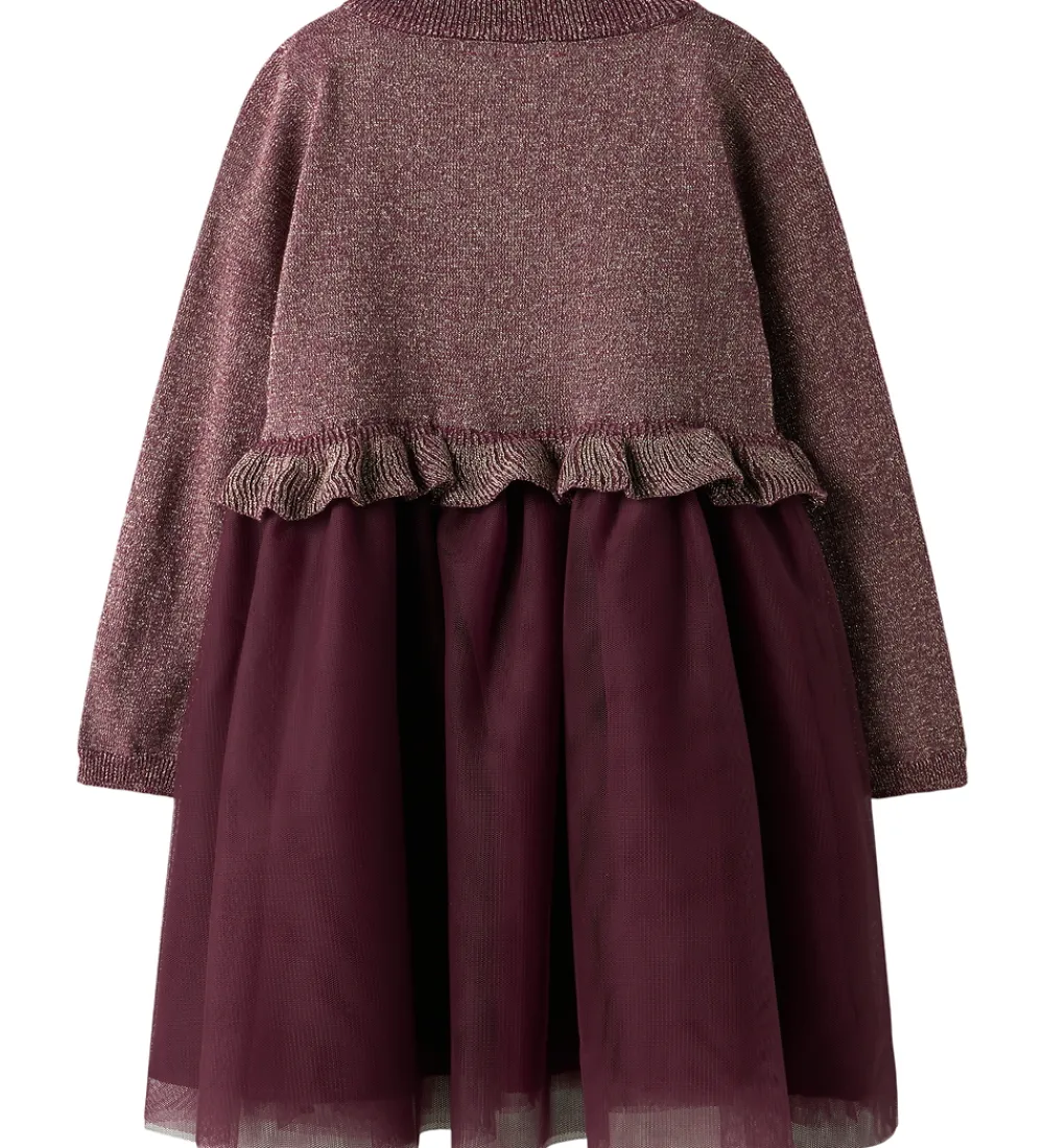 Kjole - Strik - NmfRefraja - Burgundy m. Glimmer/Tyl|Name It Best