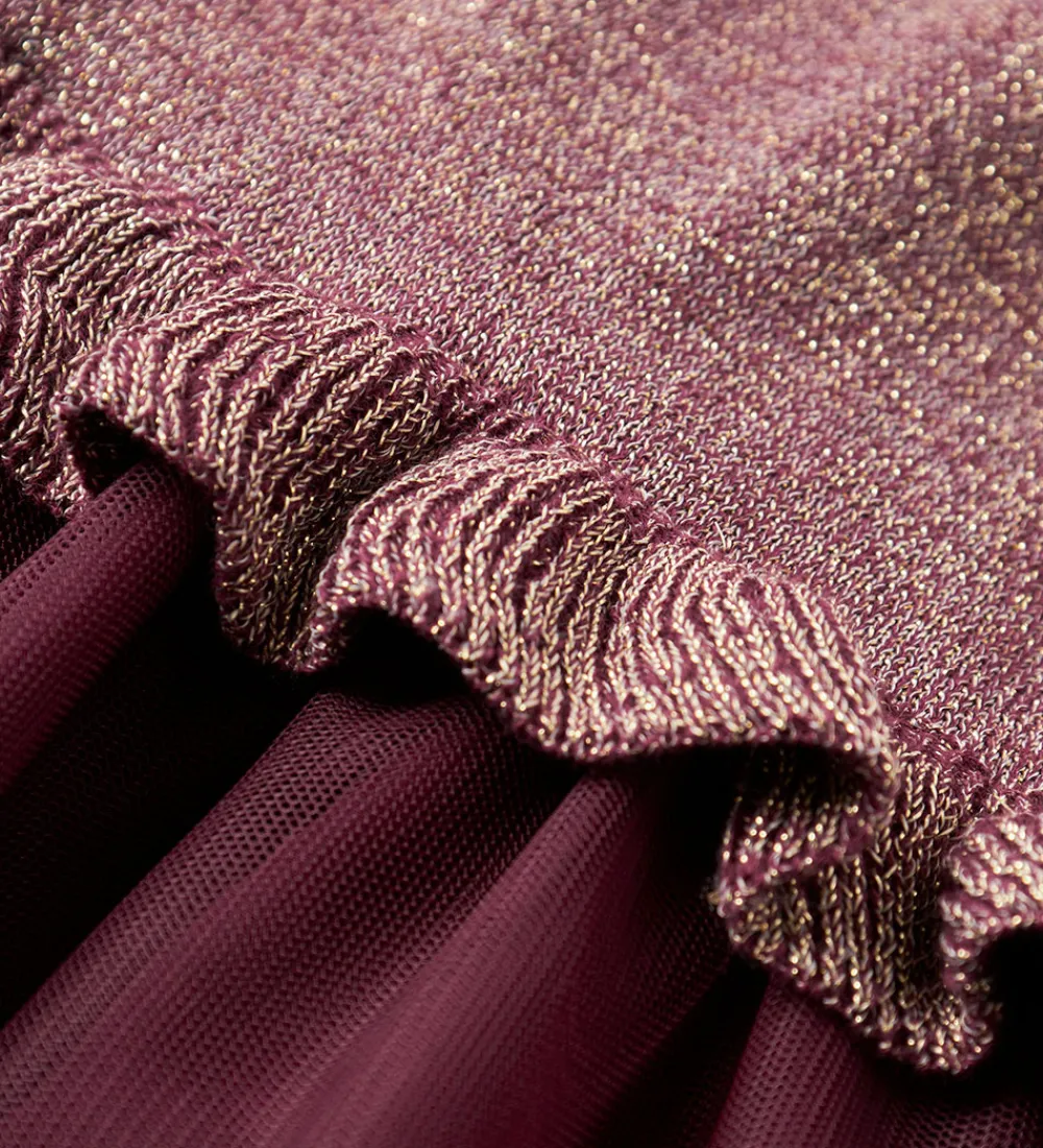 Kjole - Strik - NmfRefraja - Burgundy m. Glimmer/Tyl|Name It Best