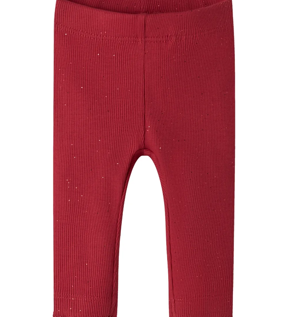 Leggings - Rib - NbfRosally - Jester Red m. Glimmer|Name It Best