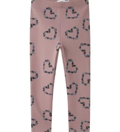 Leggings m. Fleece - NmfOlukria - Toadstool m. Hjerter|Name It Discount