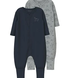 Natdragt - Noos - 2-pak - NbmNightsuit - Grey Melange|Name It New