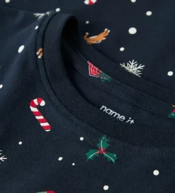 Nattøj - 2-Delt - NmnVismas - Navy Blazer/Xmas AOP Navy|Name It Discount