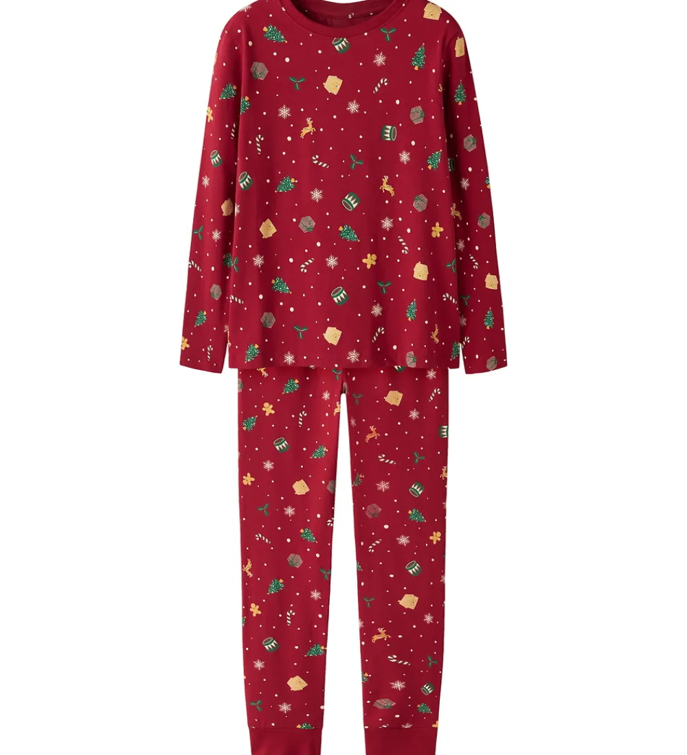 Nattøj - NknVismas - Jester Red/Xmas AOP Red|Name It Best