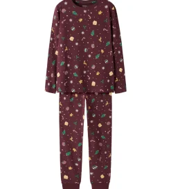 Nattøj - NknVismas - Burgundy/Xmas AOP|Name It Sale