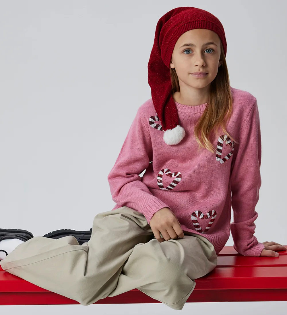 Nissehue - Strik - NknRinjaha - Jester Red m. Glimmer|Name It Discount